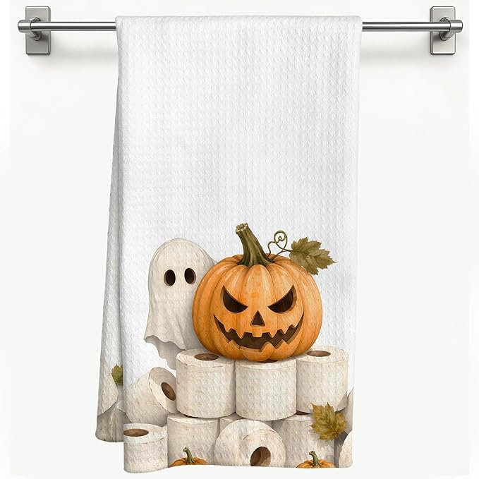 Halloween Ghost Bathroom Hand Towels 16x24 Inch - skull toilet paper