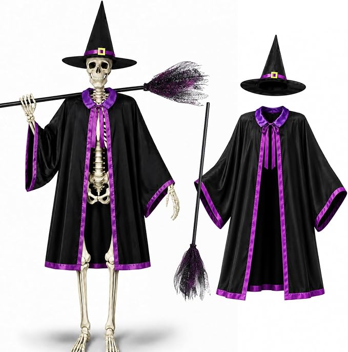 12 Ft Skeleton Halloween Outfit Witch Costume Accessories for Outdoor Decor - skeleton