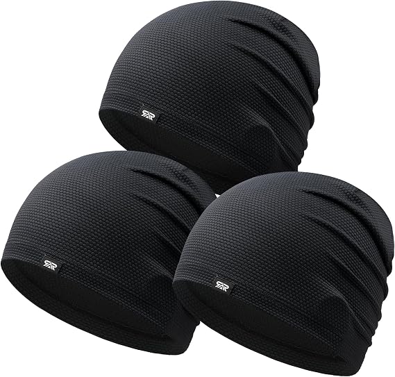 3-Pack Breathable Skull Cap Sweat Control 3D Honeycomb Mesh for Men Women - skull hat