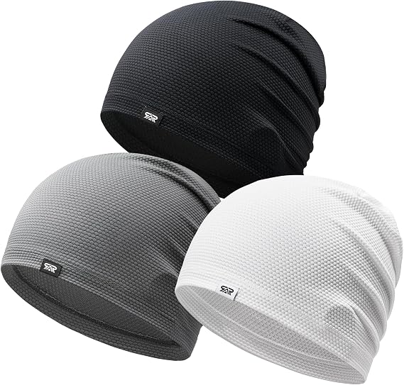 3-Pack Breathable Skull Cap Sweat Control 3D Honeycomb Mesh for Men Women - skull hat