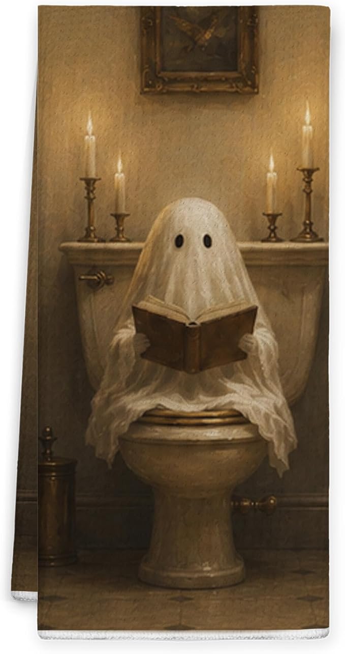 Vintage Halloween Ghost Hand Towels for Bathroom 16x24 In - skull toilet paper