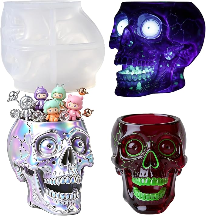 Skull Head Silicone Molds, 3D Large Skeleton Epoxy Resin Molds - skull ashtray
