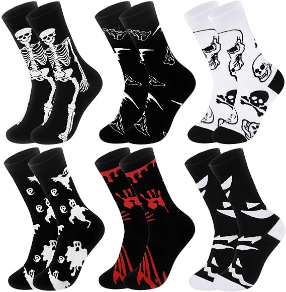 Funny Halloween Socks Men: Crew Cotton Halloween Socks Novelty Gift - sugar skull costume