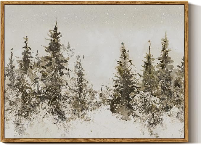 InSimSea Vintage Christmas Winter Framed Wall Art, Forst Pine Tree,12x16In - skull wall art