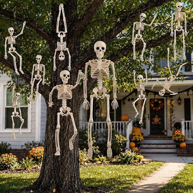RattanView 10 Pcs Halloween Skeletons Decor for Outdoor Tree Yard 16'' 24'' - skeleton