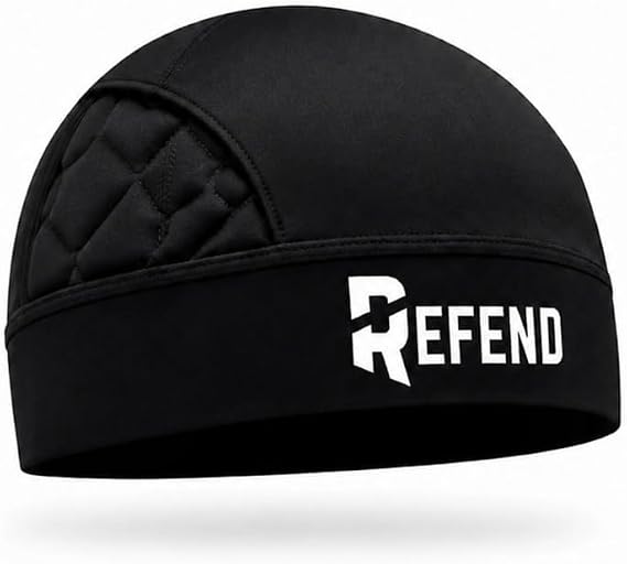 Football Skull Cap Padded, Helmet Liner with Crown Cushion, Comfort Fit, Breathable Lightweight Low Profile Beanie for Men Youth Black - skull helmet