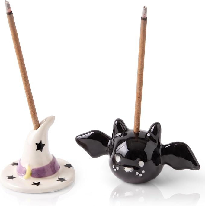 Sawysine 2 Pack Halloween Incense Holder for Sticks - skull incense burner