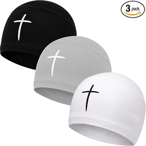 3 Pcs Football Cross Skull Cap for Men Women, White, Black and Gray - skull helmet