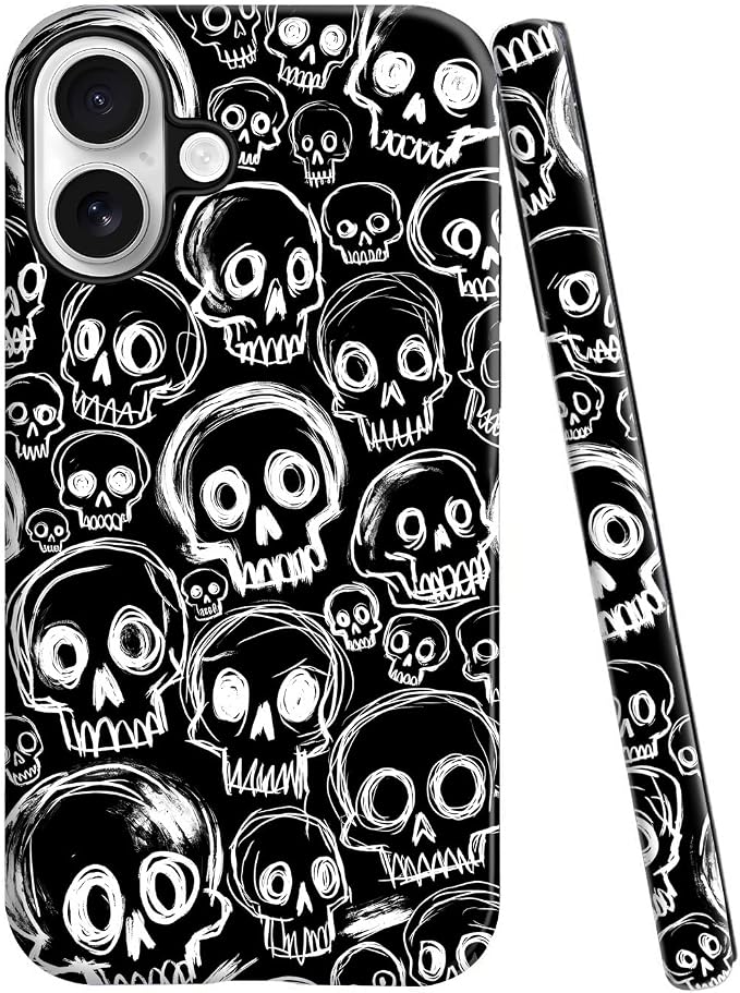 Hand Drawn Skull Halloween Case for iPhone 16 - Skull phone case