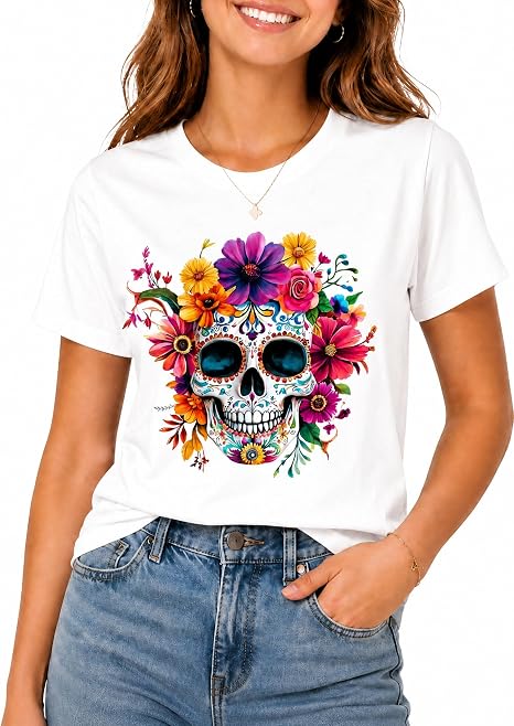 Women's Halloween Graphic T-Shirt Cranberry - skull leggings