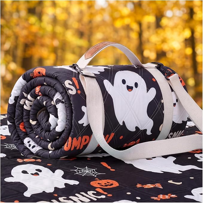 RYCHIC Waterproof Picnic Blanket Beach Mat Outdoor Rug Tent Floor Carpet Extra Large Foldable Sandproof Autumn Decor Halloween Decoration Roadside Outdoor Thanksgiving Essentials Fall Party Gift - skull carpet
