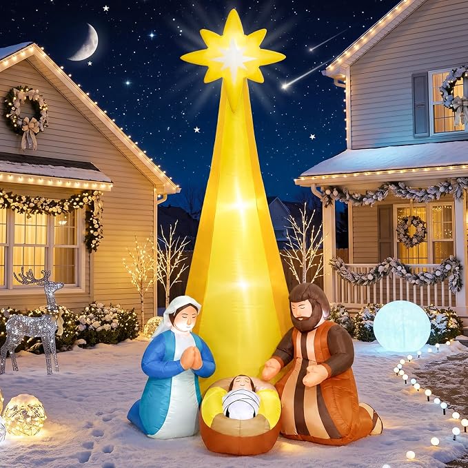 7 FT Christmas Inflatables Outdoor Nativity Scene Christmas Decorations - skull inflatable