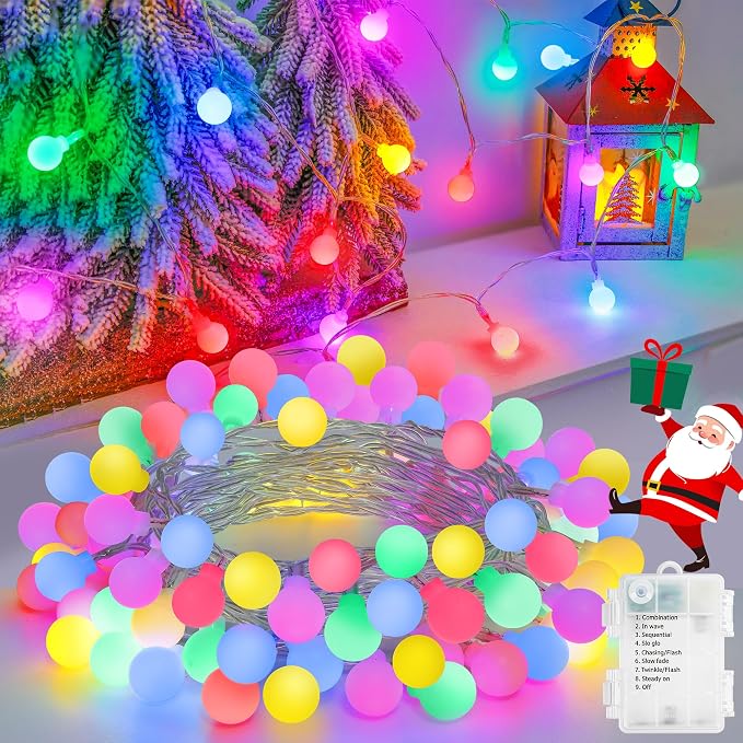 Multi Color Globe Battery String Lights for Christmas Party Decorations - string light