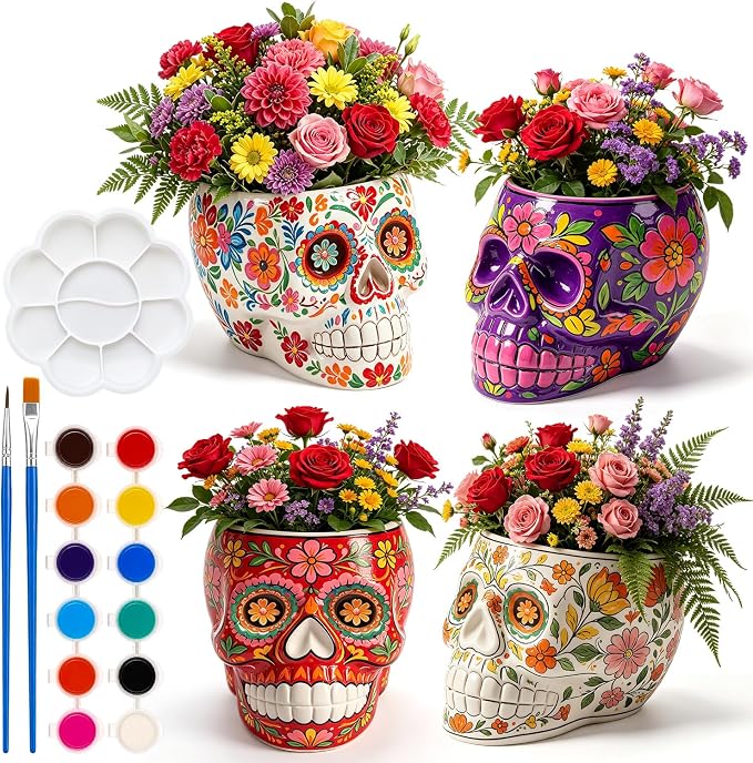 DIY Ceramic Sugar Skull Decor Painting Kit - skull plate