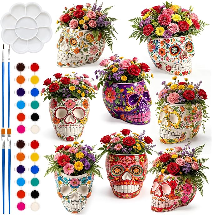 DIY Ceramic Sugar Skull Decor Painting Kit - skull painting