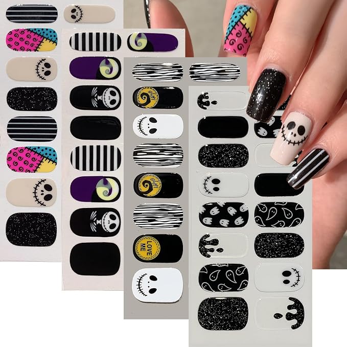 Halloween Nails Wrap Stickers Scary Ghost Skull Nail Polish Stickers - skull sticker