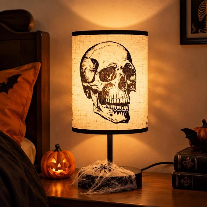 Halloween Gothic Table Lamps Decorations for Bedroom, 11x5 Inch - skull lamp