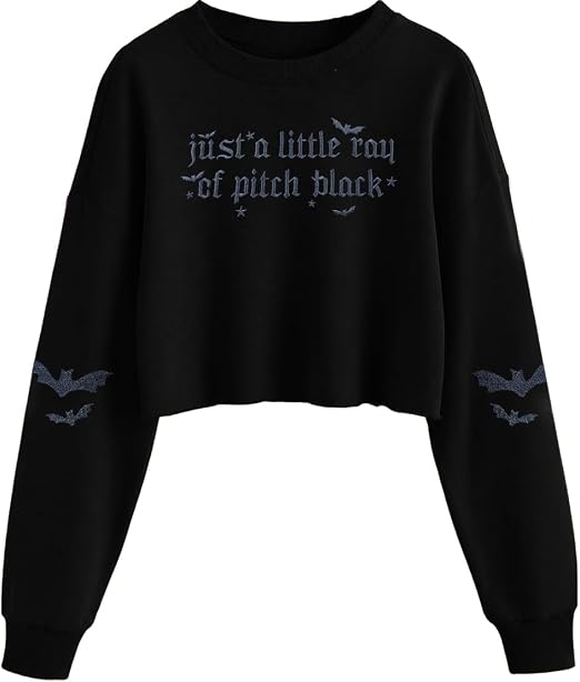 KIDDAD Halloween Sweatshirts for Women Embroidered Halloween Ghost Crop Top - skull sweatshirts