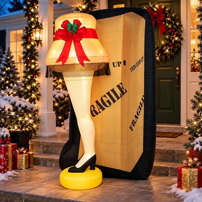 6FT Christmas Inflatable Leg Lamp Outdoor Yard Decoration with LED Lights