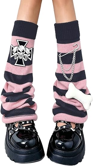 WODECASA Leg Warmers For Women Girls Y2K Kawaii Star Flare Ruffle Trim Sock - sugar skull costume
