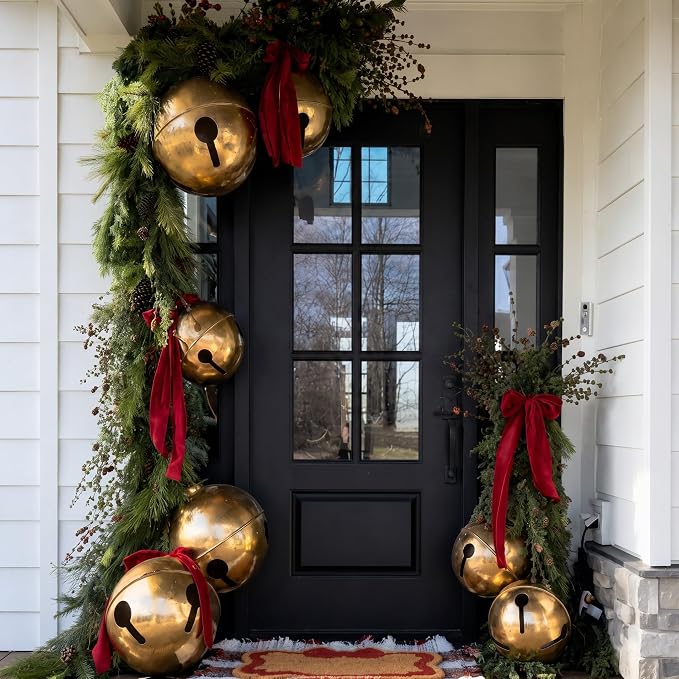 7 Pcs Inflatable Christmas Balls with Velvet Bows, Giant PVC Jingle Bells - skull inflatable