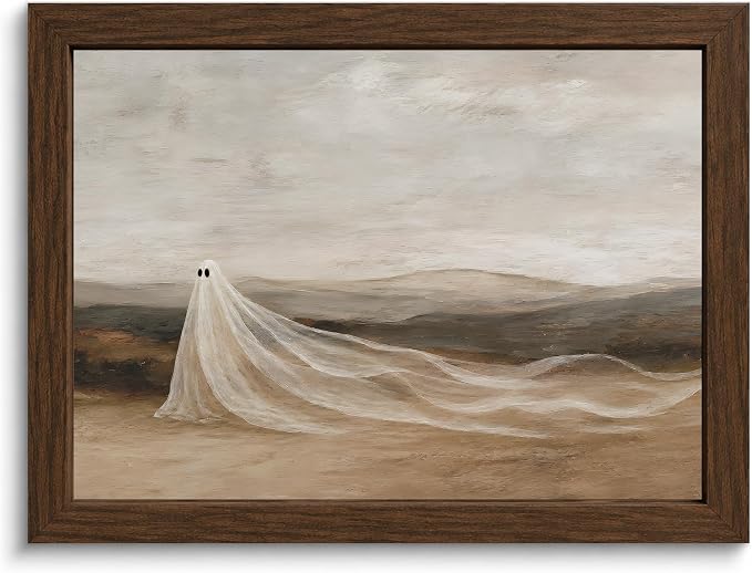YPDQJW Vintage Ghost Wall Art, Framed Halloween Landscape Print,10x8 in - skull painting