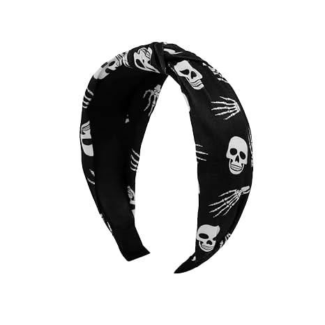 Halloween Headband For Women Maiden Knotted,Black Head Boppers Decorative Headbands,Non Slip Halloween Hair Knotted Headbands,Skeleton Hair Accessory,Accessory Skull Head Band - skull headband