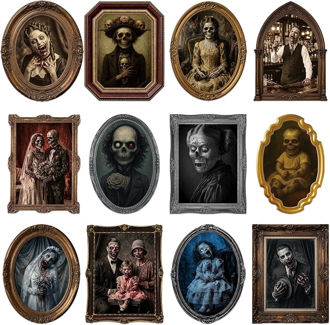 Lansian 12 Pack Halloween 3D Lenticular Changing Face Horror Frames - skull wall art