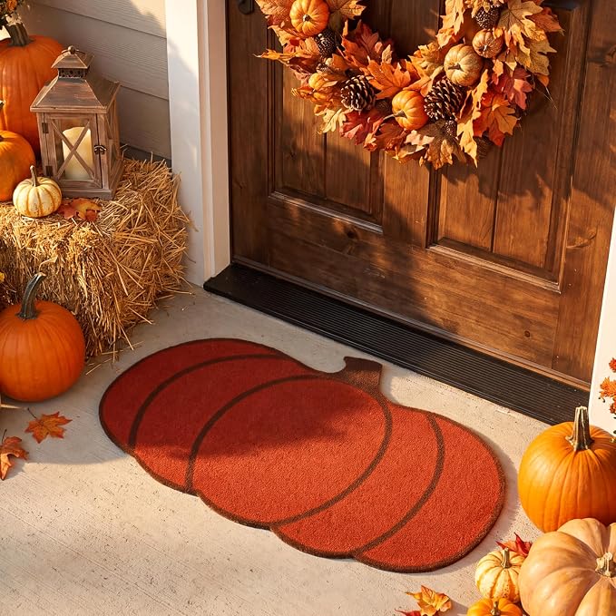 Lyrow Pumpkin Door Mat, 30 X 18 Inch Fall Doormat for Thanksgiving