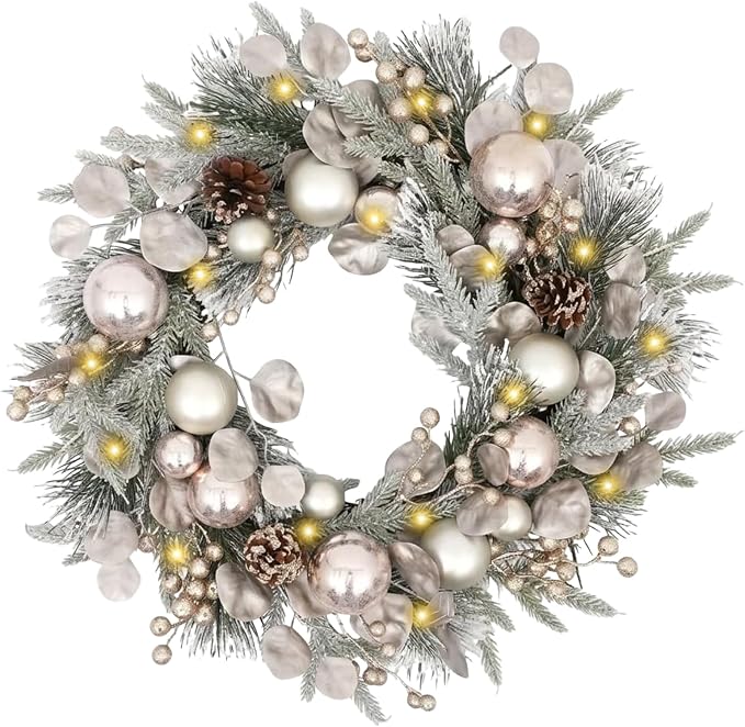 24 inch Christmas Wreath, Artifical Christmas Door Wreaths - skull wreath