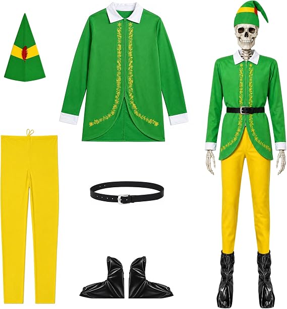 12 Ft Skeleton Elf Outfits, Giant Christmas Skeleton Costume Accessories - skeleton
