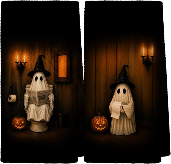 Halloween Ghost Hand Towels for Bathroom Decor16x24 Inch Set of 2 - skull toilet paper