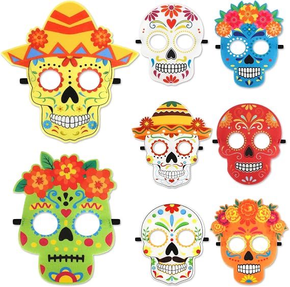 Day of the Dead Mask Decorations Dia De Los Muertos Altar Felt Sugar Skull Mask Halloween Costumes Accessories - sugar skull costume