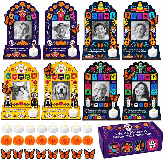Dia de los Muertos Decorations Picture Frames Altar Day of the Dead Ofrenda - skull candle
