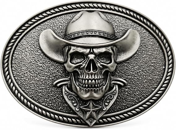 Xwest Western Cowboy Skull Belt Buckle for 1.5 Inch Belts - skull wallet