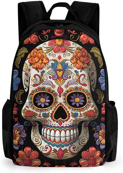 Sugar Skulls Laptop Backpack Work Bag for Men Women - skull backpack