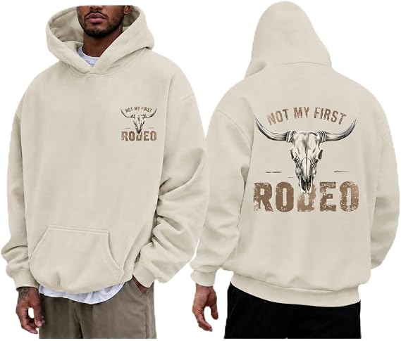 Tuislay Western Cow Skull Hoodies for Men Rodeo Cowboys Sweatshirt Vintage Fleece Hoodie Graphic Country Concert Pullover - skull hoodie