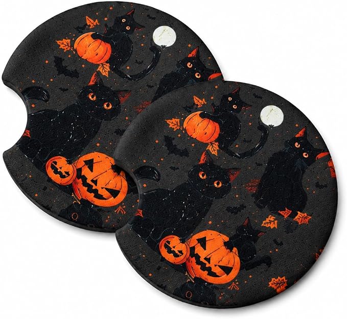 Not Today Luciifer Cute Halloween Car Coasters Neoprene Cup Holder Inserts - skull coaster