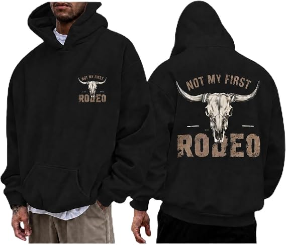 Tuislay Western Cow Skull Hoodies for Men Rodeo Cowboys Sweatshirt Vintage Fleece Hoodie Graphic Country Concert Pullover - skull sweatshirts