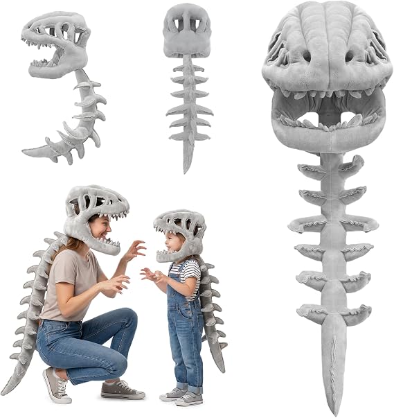 Kids Plush Dinosaur Skeleton Costume for Halloween Cosplay Outfit - sugar skull costume