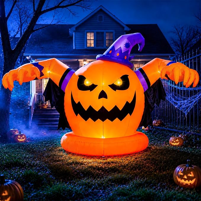 12.2 FT Halloween Inflatables Decorations Outdoor - Giant Pumpkin Blow Ups - skull inflatable