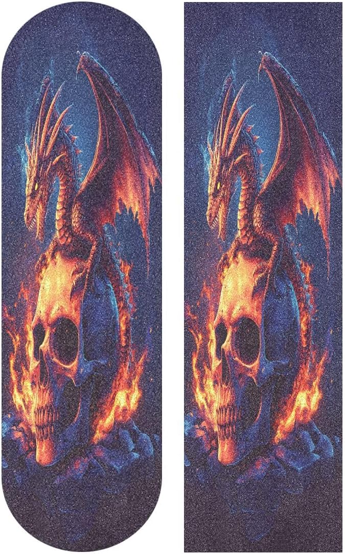 SUABO Skateboard Grip Tape Skull Scooter Griptape Deck Sandpaper Longboard Sheet Sticker 9" x 33" - skull sticker