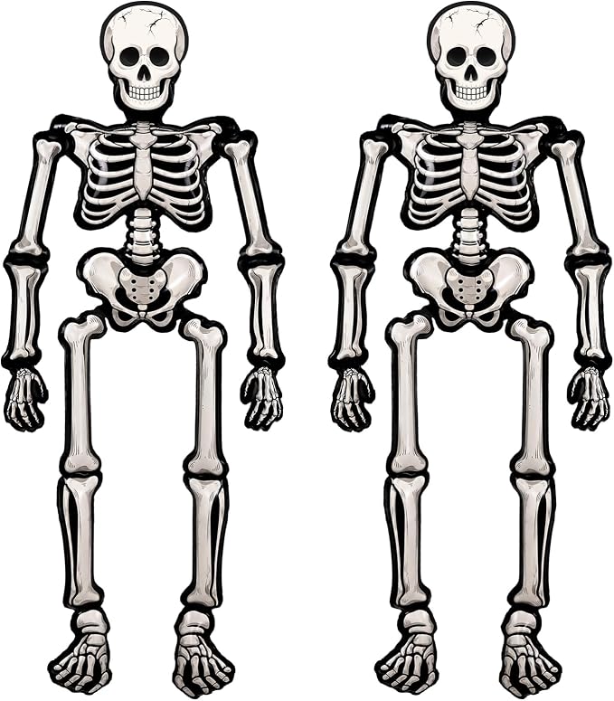 79" Skeleton Halloween Balloon, 2 Jumbo Skull Foil Balloon for Halloween Decorations Indoor, Halloween Home Decor, Halloween Decorations Outdoor - skull inflatable