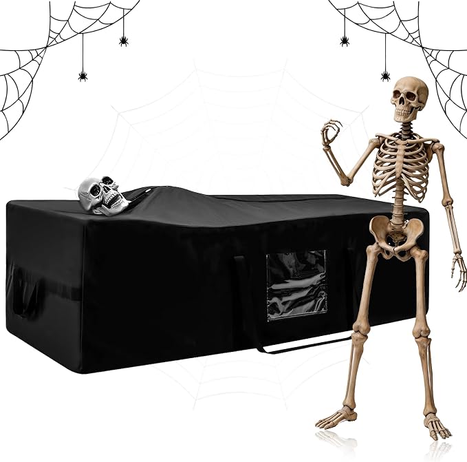 Large Halloween Storage Bag, Fits Up 12Ft Skeleton Christmas Tree, Black - skeleton