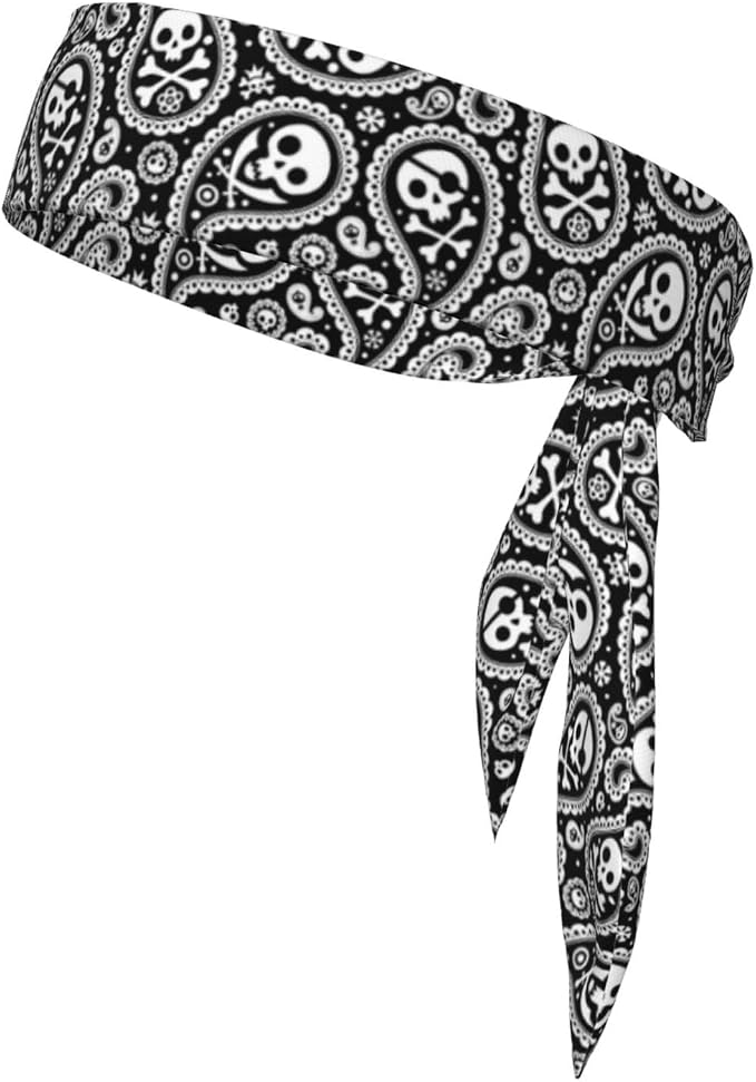 Sports Tie Headband for Men Women, Adjustable Head Band - skull headband