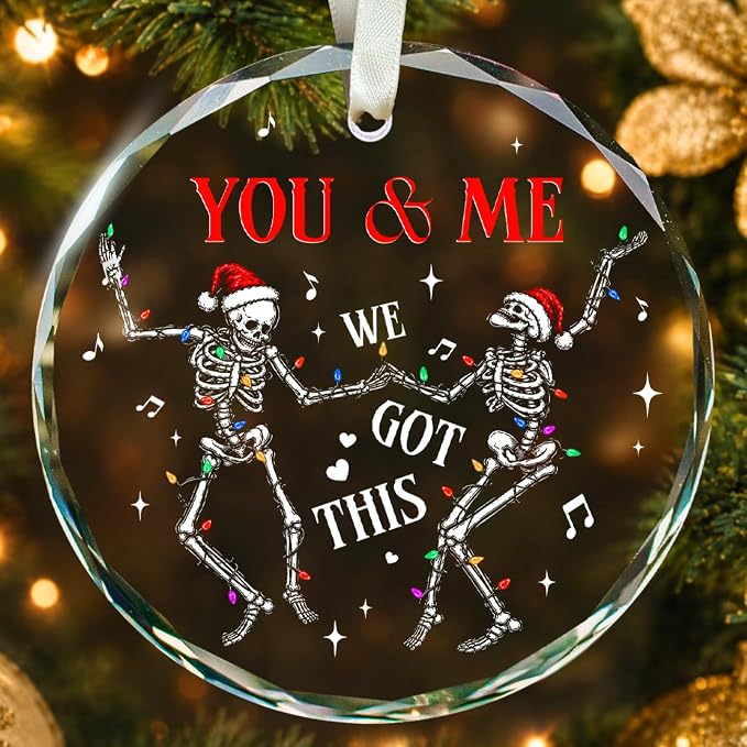 Couples Christmas Ornament - Couples Ornaments, Gothic Skull Skeleton Gifts - skeleton