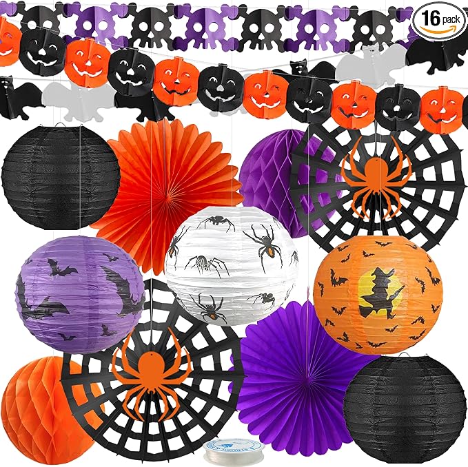 Halloween Decorations Indoor Complete Paper Kit - skull lamp