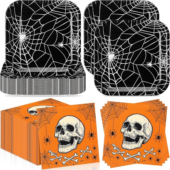 Zhehao 72 Pcs Halloween Paper Plates and Napkins Set Serve 36
