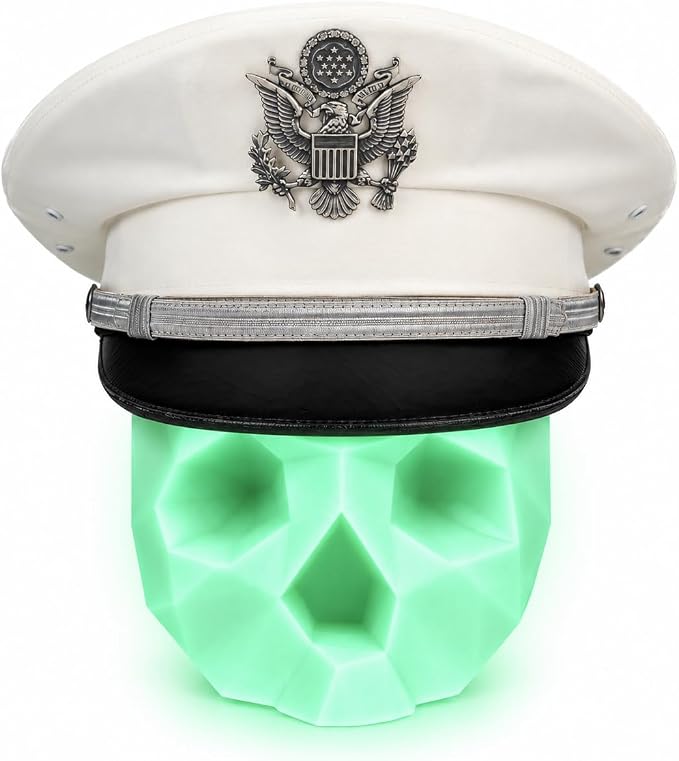 Skull Military Hat Display Stand, Glow in the Dark - skull helmet
