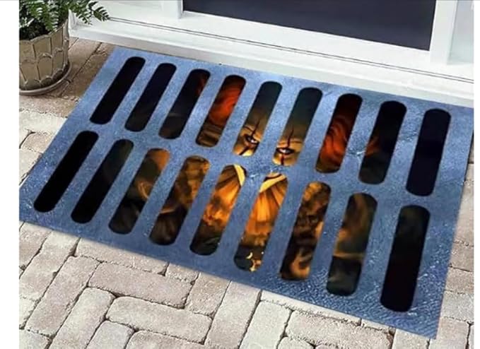 3D Illusion Clown Door Mat, 1pcs, L - skull floor mat